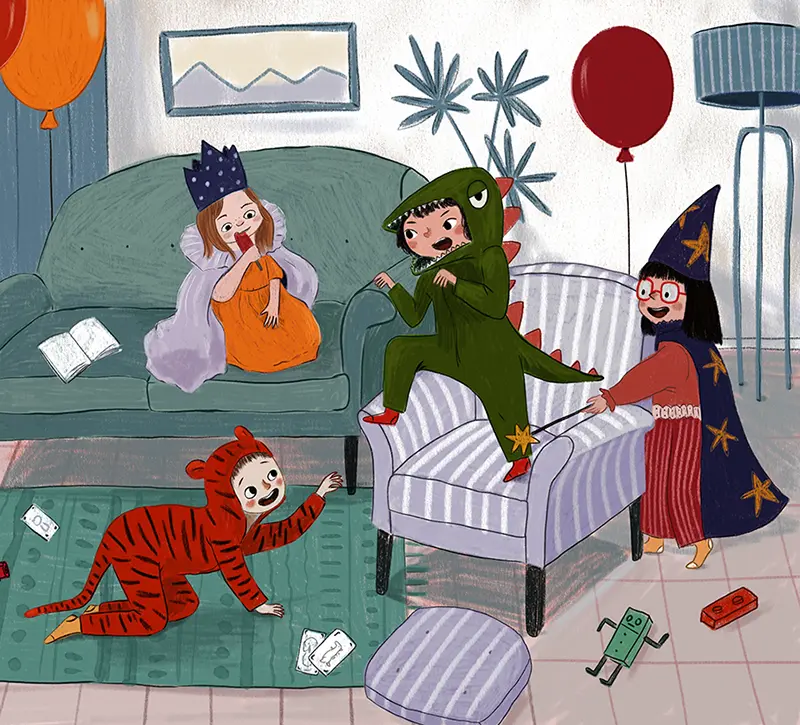 Kids having a birthday party