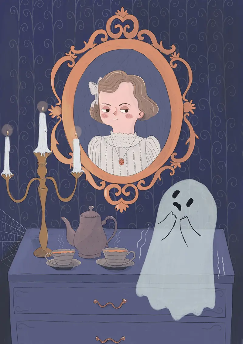 Ghost looking in mirror