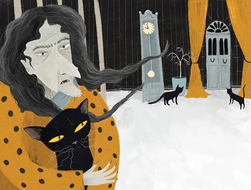 Witch and black cats